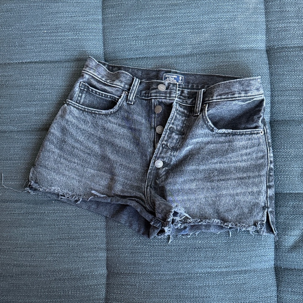 Abercrombie Black Distressed Jean Shorts